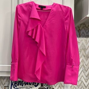 Hot pink, long sleeve ruffle blouse